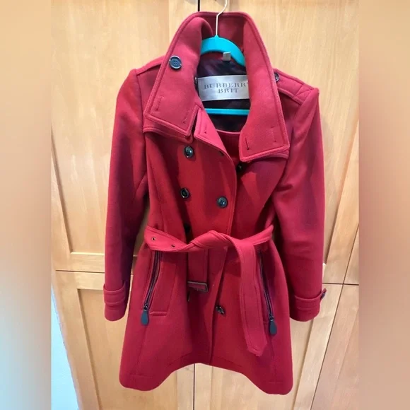 Burberry Brit Funnel Neck Wool Cashmere Twill Trench Coat - Picture 3 of 7